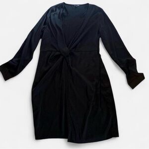 Black Knot-Front Long Sleeve Dress